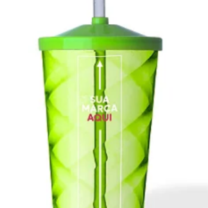 Copo Twister Com Tampa e Canudo 500ml Personalizado - Amarelo