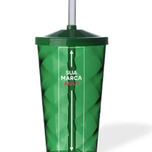 Copo Twister Com Tampa e Canudo 500ml Personalizado - Amarelo