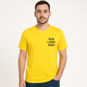 Camiseta Unissex Malha Fria Gola Redonda Amarela
