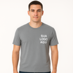 Camiseta Unissex Malha Fria Gola Redonda Cinza