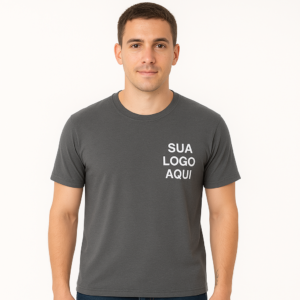 Camiseta Unissex Malha Fria Gola Redonda Cinza Escuro