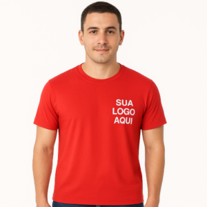 Camiseta Unissex Malha Fria Gola Redonda Vermelha