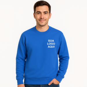 Moletom Blusa Unissex Gola Redonda Careca Azul