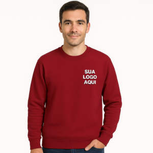 Moletom Blusa Unissex Gola Redonda Careca Bordo