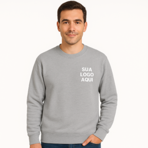 Moletom Blusa Unissex Gola Redonda Careca Cinza