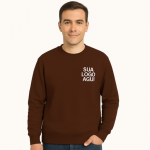 Moletom Blusa Unissex Gola Redonda Careca Marrom