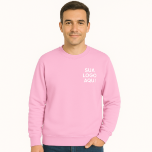 Moletom Blusa Unissex Gola Redonda Careca Rosa