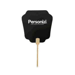 Leque de papel personalizado com sua marca. Brinde corporativo criativo e funcional para eventos, feiras e ações promocionais.