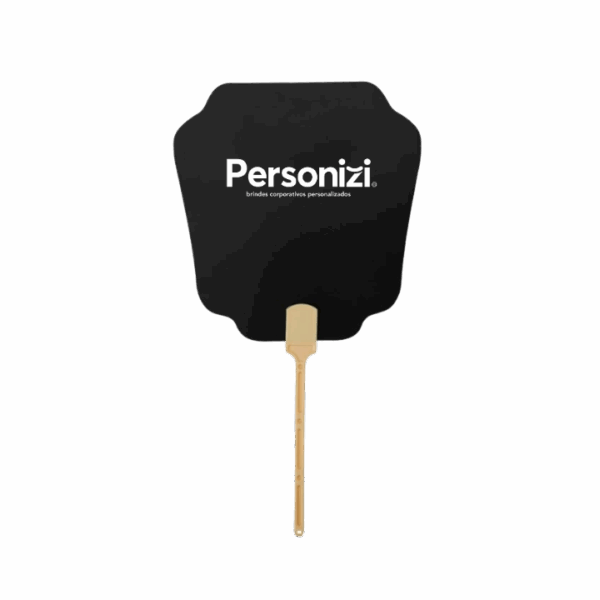 Leque de papel personalizado com sua marca. Brinde corporativo criativo e funcional para eventos, feiras e ações promocionais.