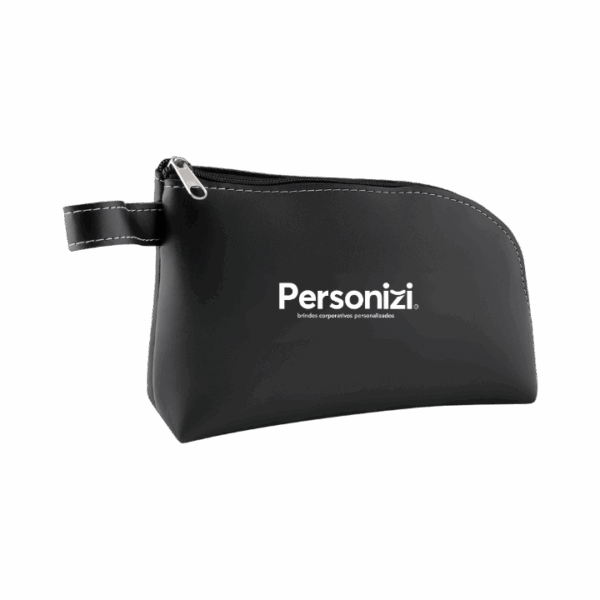 Nécessaire em couro sintético personalizada — brinde corporativo elegante e funcional para eventos, campanhas e ações promocionais.