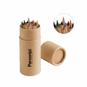 Caixa cilíndrica 12 Lápis de Cor Personalizada