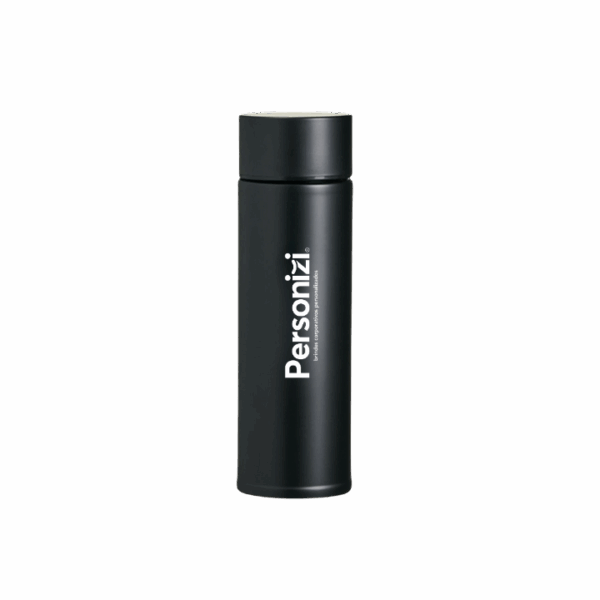 Garrafa térmica inox 320ml com personalização. Ideal como brinde corporativo funcional e elegante para eventos e campanhas promocionais.