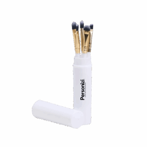 Kit pincel 5 peças personalizado com estojo. Brindes personalizados ideais para eventos, campanhas e ações promocionais de beleza.