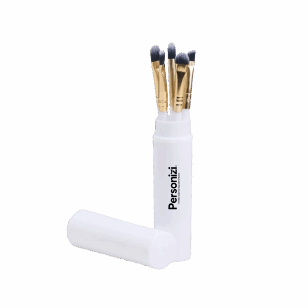 Kit pincel 5 peças personalizado com estojo. Brindes personalizados ideais para eventos, campanhas e ações promocionais de beleza.