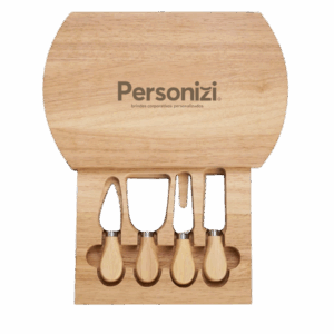 Kit Queijo 5 Peças Bambu com gravação a laser – brindes personalizados ideais para ações promocionais e presentes corporativos.