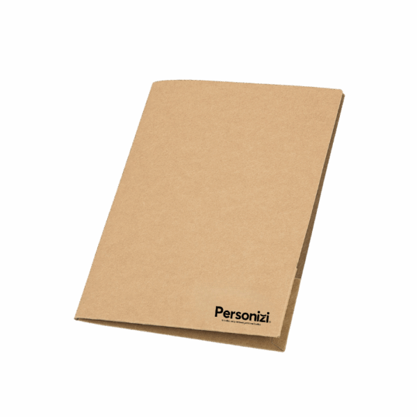 Pasta porta-documentos A4 em cartão kraft com personalização ideal como brindes personalizados sustentáveis para ações corporativas.