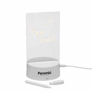 Luminária LED de mesa personalizada com logo — brinde corporativo funcional e moderno para ações promocionais e eventos.