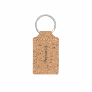 Chaveiro em cortiça retangular personalizado — brinde sustentável e elegante para ações promocionais e eventos corporativos com apelo ecológico.