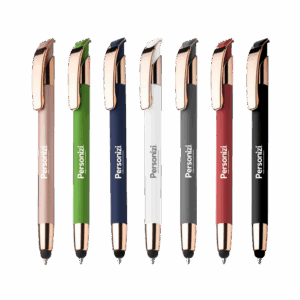 Caneta personalizada com corpo liso em metal. Brinde corporativo elegante e funcional para ações promocionais e institucionais.