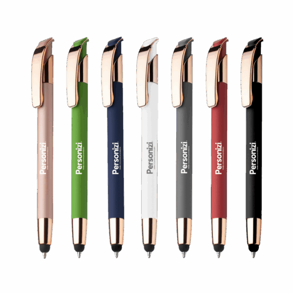 Caneta personalizada com corpo liso em metal. Brinde corporativo elegante e funcional para ações promocionais e institucionais.