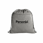 Sacola tipo mochila personalizada com bolso frontal. Ideal como brinde corporativo versátil para eventos, feiras e ações promocionais.