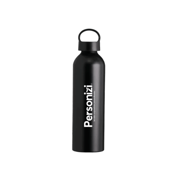 Garrafa de alumínio 630ml personalizada com logo. Brinde durável, ecológico e ideal para ações promocionais e eventos corporativos.