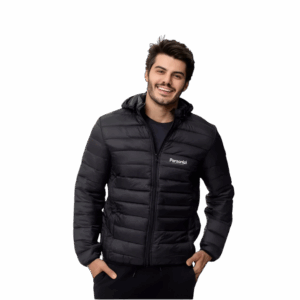 A Jaqueta Puffer em Nylon Personalizada é um brinde corporativo moderno e térmico, ideal para ações promocionais e uniformes em dias frios.