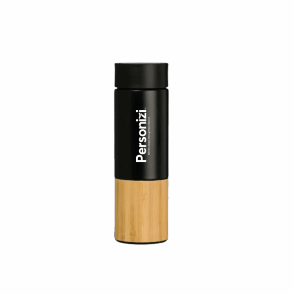 Garrafa térmica infusão 420ml personalizada com logo. Brinde funcional e elegante com infusor, ideal para eventos e campanhas institucionais.