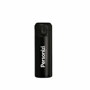 Garrafa térmica inox 400ml personalizada com logo. Brinde compacto e sofisticado para ações promocionais e uso diário corporativo.