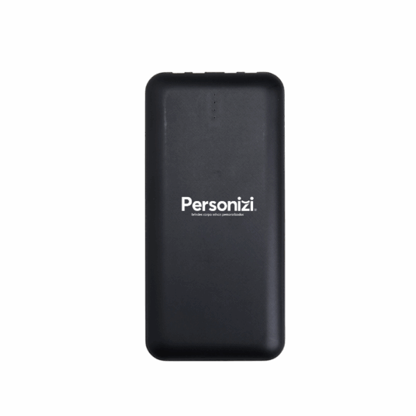 Power Bank 10.000mAh com lanterna e multissaídas 4 em 1 ideal como brindes personalizados funcionais para ações promocionais e corporativas.