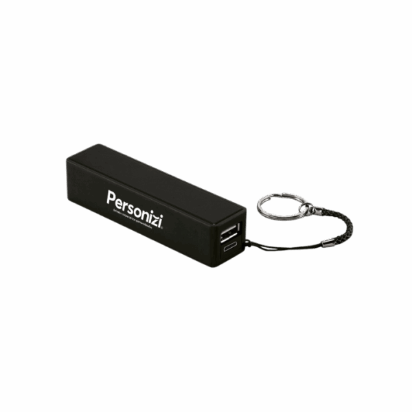 Bateria portátil em ABS personalizada, ideal como brinde corporativo funcional para ações promocionais e eventos empresariais.