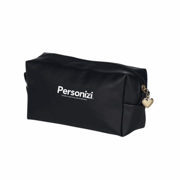 Nécessaire PU impermeável personalizada, ideal como brinde corporativo funcional e elegante para ações promocionais e eventos empresariais.