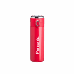 Garrafa térmica inox 400ml com tampa inox personalizada. Brinde sofisticado e funcional para ações promocionais e uso corporativo diário.