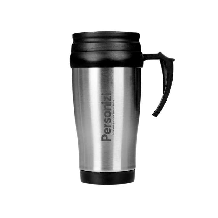 Caneca inox 400ml personalizada com logo. Ideal como brinde corporativo para eventos, ações promocionais e campanhas de endomarketing.