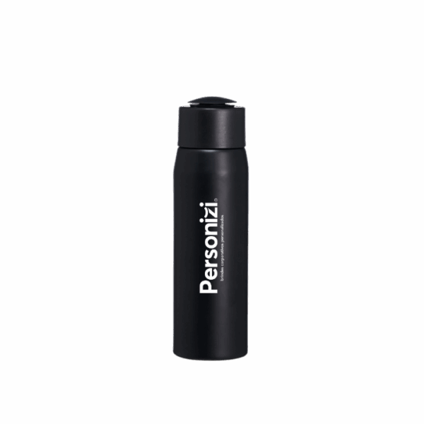 Garrafa de alumínio 600ml personalizada com logo. Brinde prático, resistente e ideal para ações promocionais e eventos corporativos.