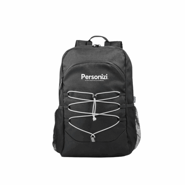 Mochila para notebook 15.6" em poliéster reciclado. Brindes personalizados sustentáveis, resistentes e ideais para empresas e eventos