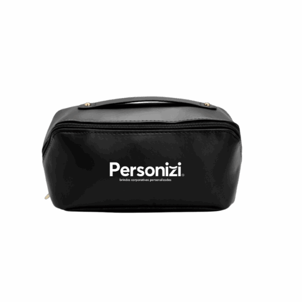 Nécessaire em couro PU com personalização exclusiva para brindes personalizados elegantes e funcionais em eventos e campanhas corporativas.