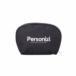 Nécessaire de nylon personalizada com logo. Brinde prático e resistente para eventos, ações promocionais e kits corporativos.