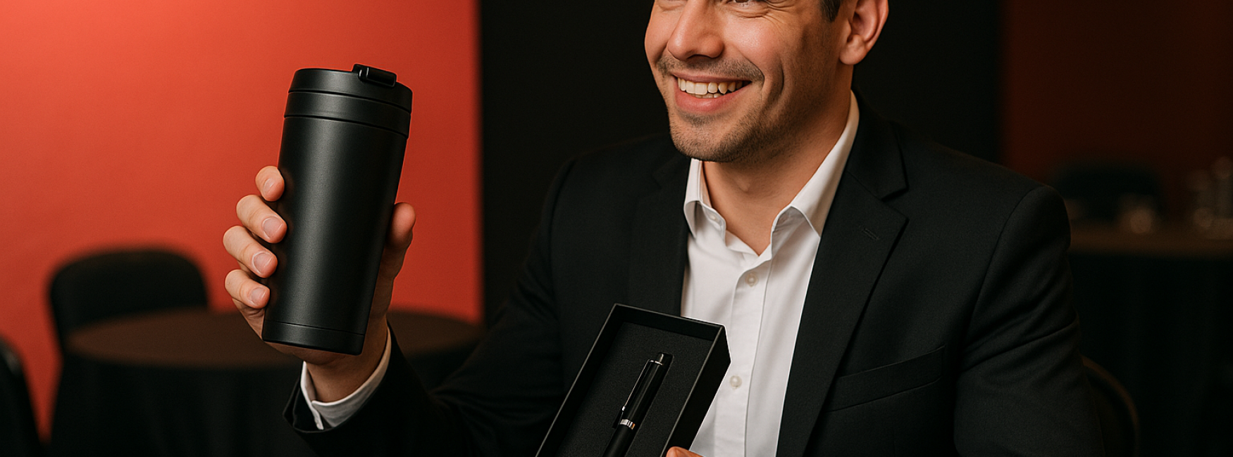 Brindes personalizados para eventos corporativos.