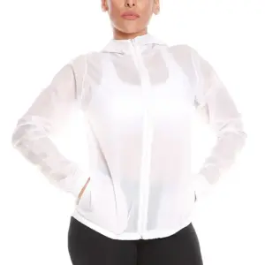 Jaqueta Corta Vento Feminino Capuz Academia Caminhada UV50 Personalizada Branco | Personalizado com Logo | Personizi