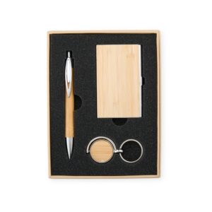 Kit Executivo Ecológico 3 Peças 19x14cm Personalizado Madeira | Personalizado com Logo | Personizi