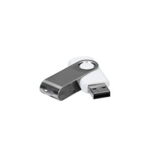 Pen Drive Giratório Metálico 4GB Personalizado Branco | Personalizado com Logo | Personizi