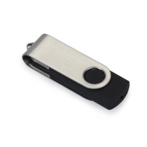Pen Drive Giratório Metálico 4GB Personalizado Preto | Personalizado com Logo | Personizi