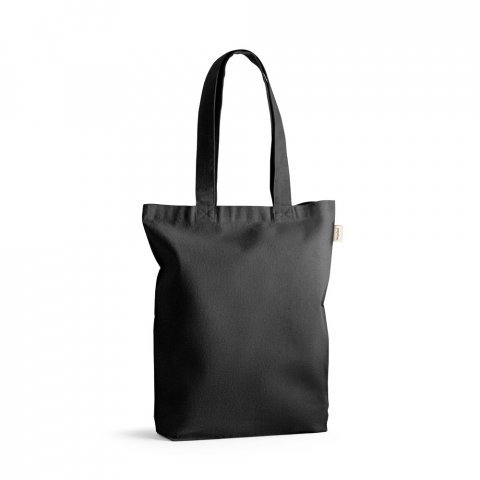 PRAGA. Sacola em algodão reciclado e poliéster reciclado 38x42cm Personalizada Preto | Personalizado com Logo | Personizi