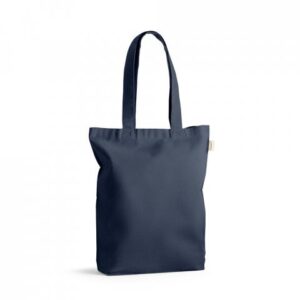 PRAGA. Sacola em algodão reciclado e poliéster reciclado 38x42cm Personalizada Azul Marinho | Personalizado com Logo | Personizi