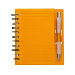 Bloco de anotações com caneta 16x15cm Personalizada Laranja | Personalizado com Logo | Personizi