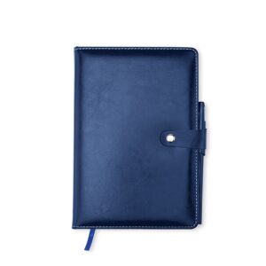 Caderneta Couro Sintético Com Caneta 21x15cm Personalizada Azul | Personalizado com Logo | Personizi