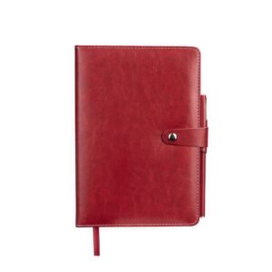 Caderneta Couro Sintético Com Caneta 21x15cm Personalizada Vermelho | Personalizado com Logo | Personizi