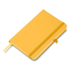 Caderneta Emborrachada com Porta Caneta 14x9cm Personalizada Amarelo | Personalizado com Logo | Personizi