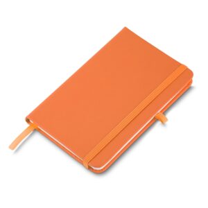 Caderneta Emborrachada com Porta Caneta 14x9cm Personalizada Laranja | Personalizado com Logo | Personizi